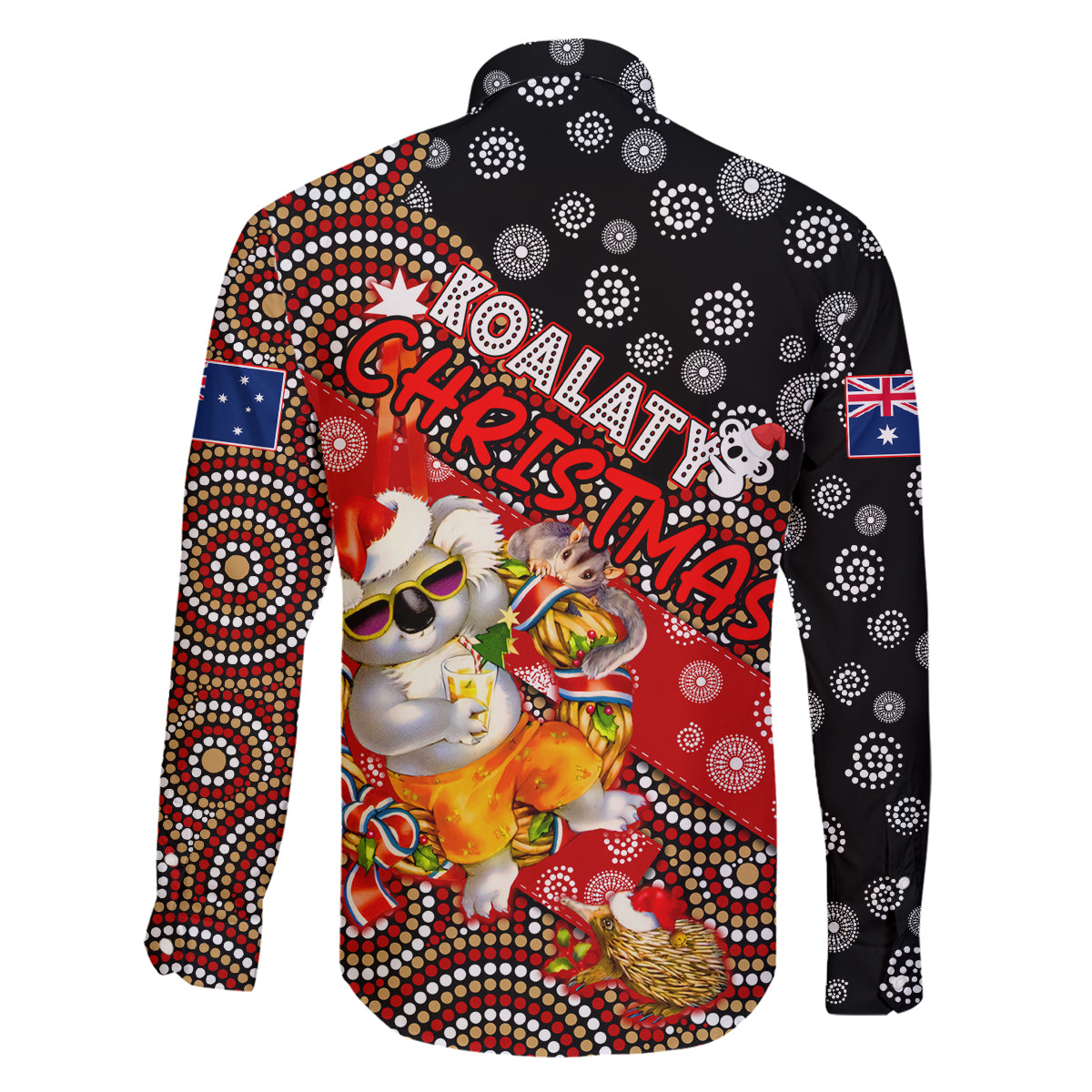koalaty-christmas-family-matching-long-sleeve-bodycon-dress-and-hawaiian-shirt-australia-koala-aboriginal