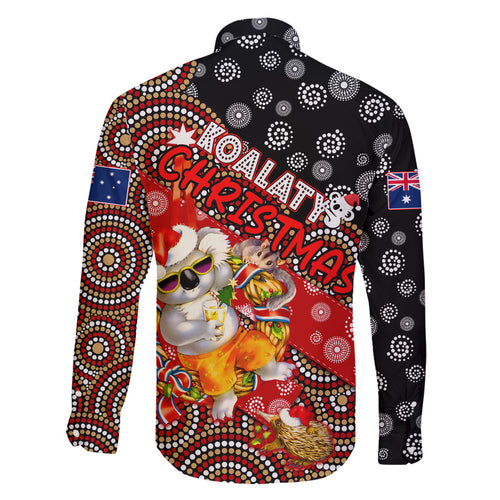 koalaty-christmas-family-matching-long-sleeve-bodycon-dress-and-hawaiian-shirt-australia-koala-aboriginal