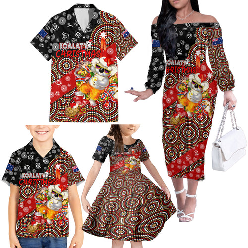 koalaty-christmas-family-matching-off-shoulder-long-sleeve-dress-and-hawaiian-shirt-australia-koala-aboriginal