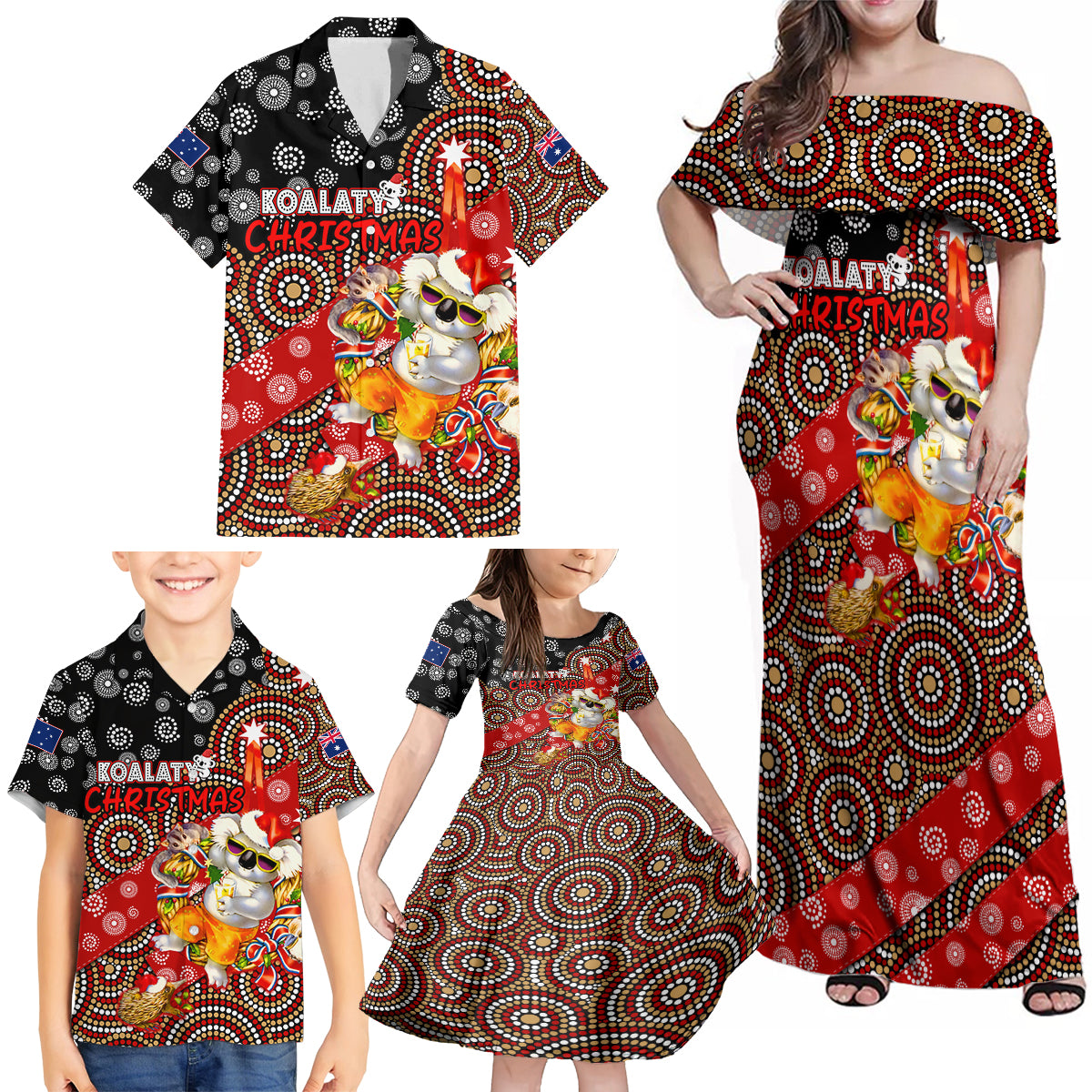 koalaty-christmas-family-matching-off-shoulder-maxi-dress-and-hawaiian-shirt-australia-koala-aboriginal