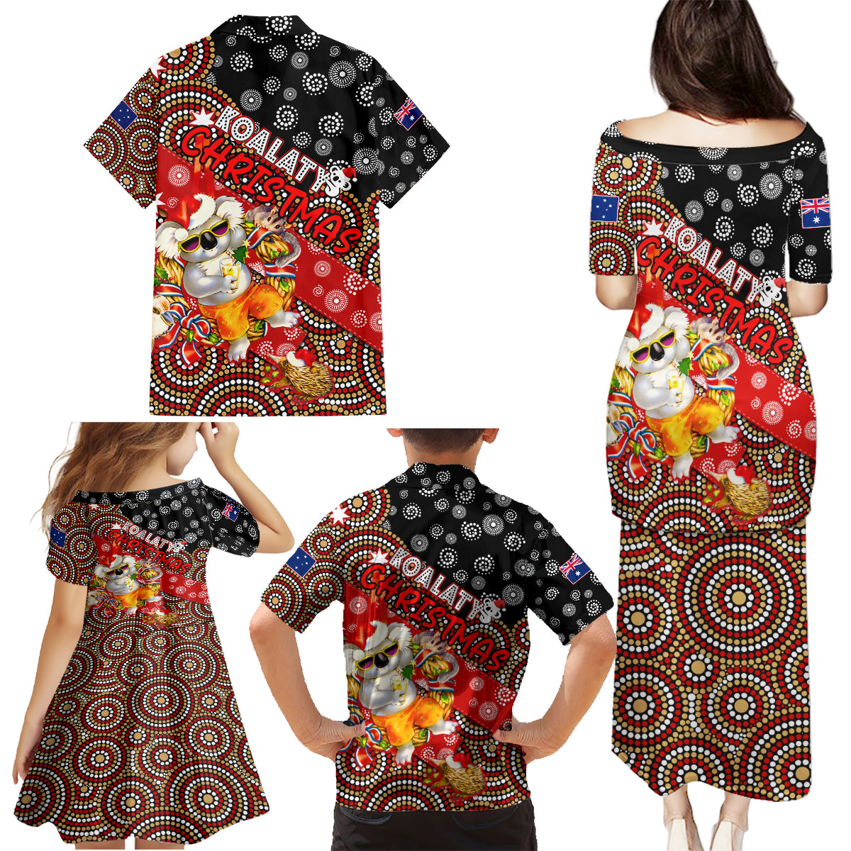 koalaty-christmas-family-matching-puletasi-dress-and-hawaiian-shirt-australia-koala-aboriginal