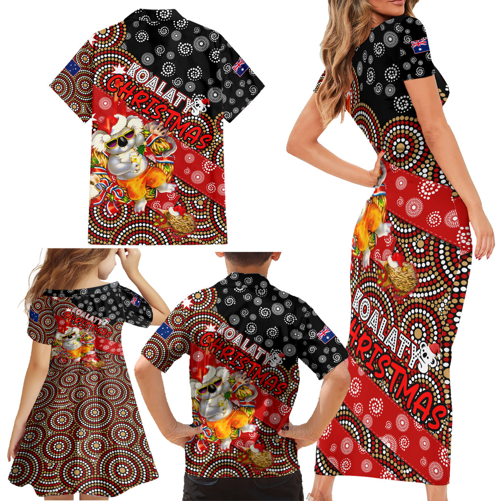 koalaty-christmas-family-matching-short-sleeve-bodycon-dress-and-hawaiian-shirt-australia-koala-aboriginal
