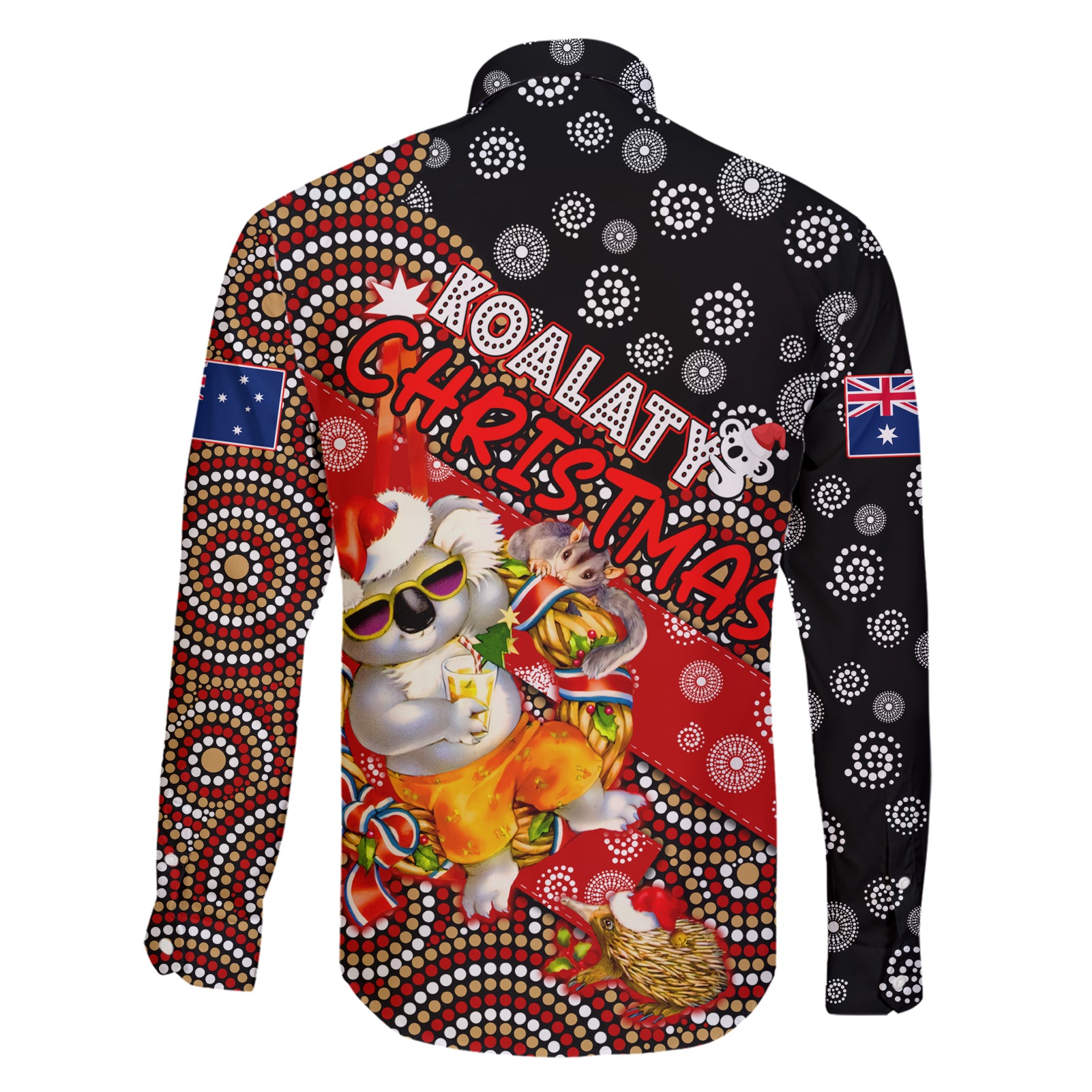 koalaty-christmas-family-matching-short-sleeve-bodycon-dress-and-hawaiian-shirt-australia-koala-aboriginal
