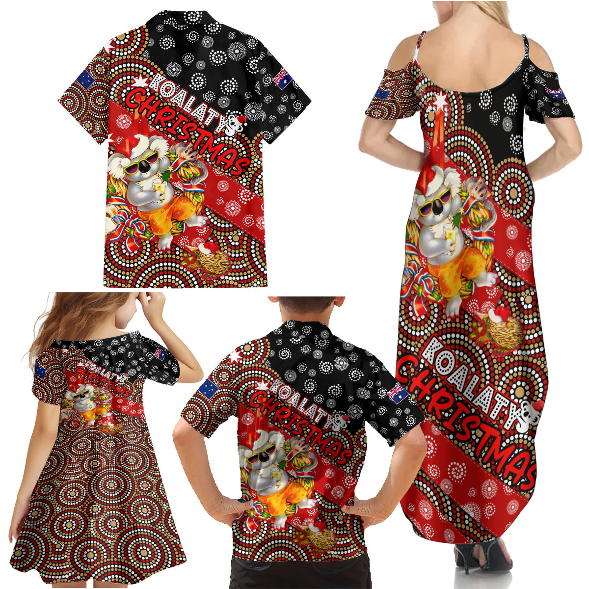 koalaty-christmas-family-matching-summer-maxi-dress-and-hawaiian-shirt-australia-koala-aboriginal