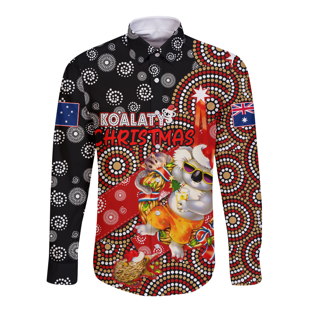 koalaty-christmas-long-sleeve-button-shirt-australia-koala-aboriginal