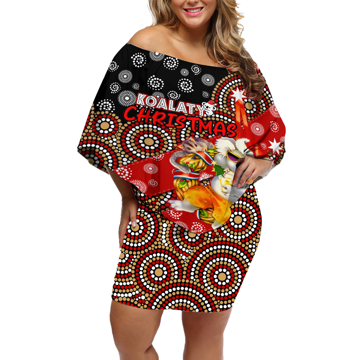 koalaty-christmas-off-shoulder-short-dress-australia-koala-aboriginal