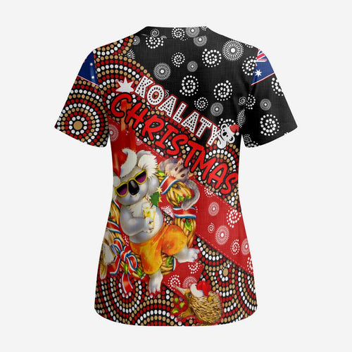 Koalaty Christmas Scrub Top Australia Koala Aboriginal - Aussie Hoodie