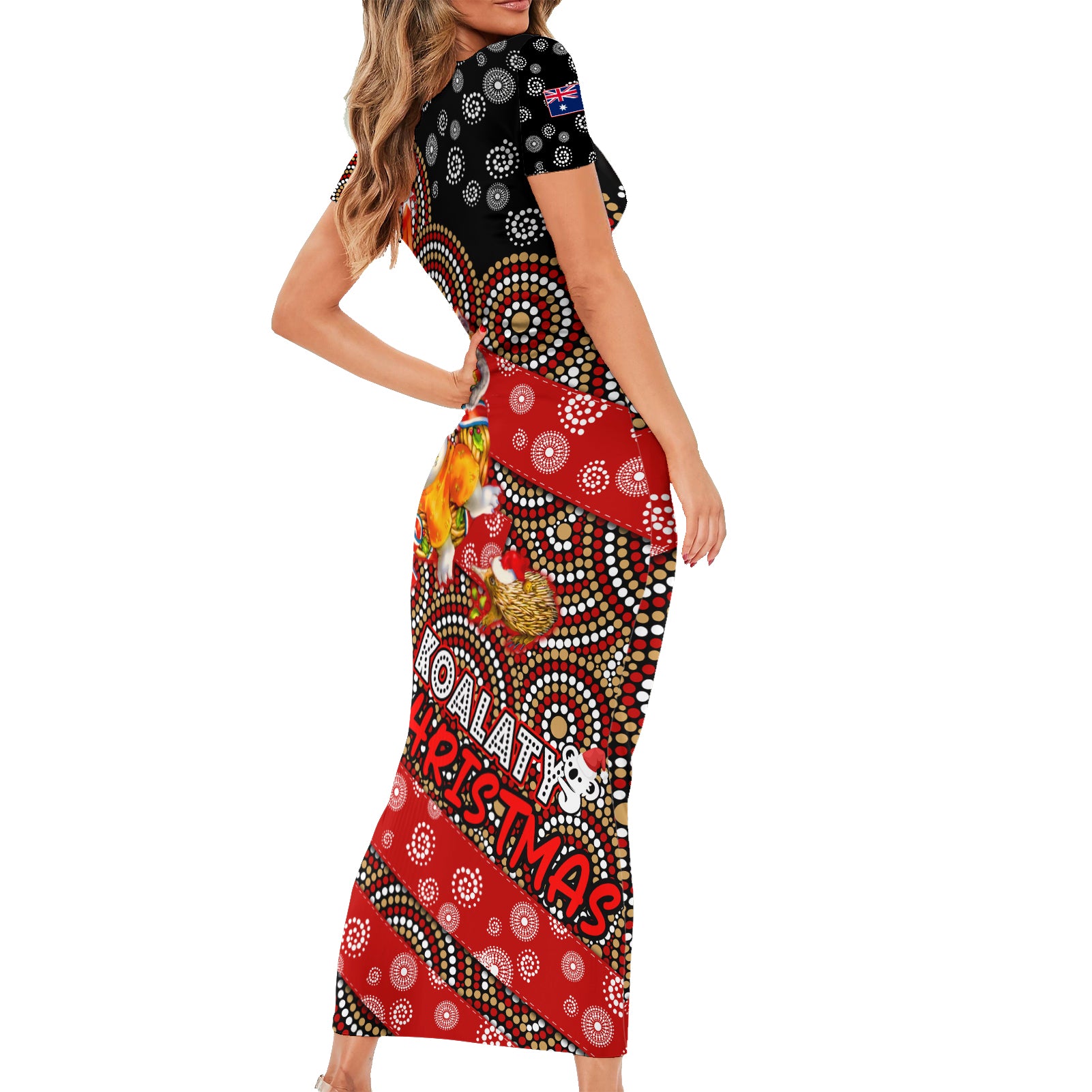 koalaty-christmas-short-sleeve-bodycon-dress-australia-koala-aboriginal