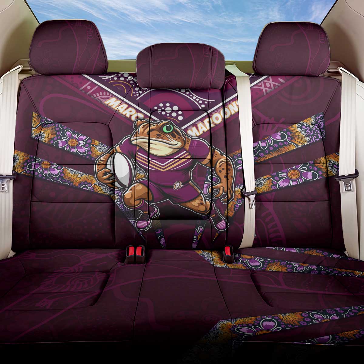 Queensland Maroons Back Car Seat Cover Mascot Rugby League