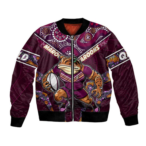 Personalised Queensland Maroons Bomber Jacket Mascot Rugby League