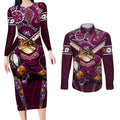 Personalised Queensland Maroons Couples Matching Long Sleeve Bodycon Dress and Long Sleeve Button Shirt Mascot Rugby League