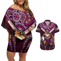 Personalised Queensland Maroons Couples Matching Off Shoulder Short Dress and Hawaiian Shirt Mascot Rugby League