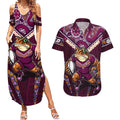 Personalised Queensland Maroons Couples Matching Summer Maxi Dress and Hawaiian Shirt Mascot Rugby League