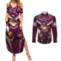 Personalised Queensland Maroons Couples Matching Summer Maxi Dress and Long Sleeve Button Shirt Mascot Rugby League