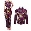 Personalised Queensland Maroons Couples Matching Tank Maxi Dress and Long Sleeve Button Shirt Mascot Rugby League
