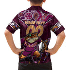 Personalised Queensland Maroons Family Matching Long Sleeve Bodycon Dress and Hawaiian Shirt Mascot Rugby League