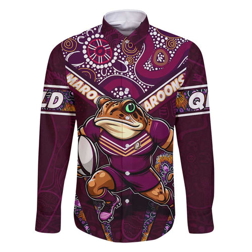 Personalised Queensland Maroons Family Matching Long Sleeve Bodycon Dress and Hawaiian Shirt Mascot Rugby League