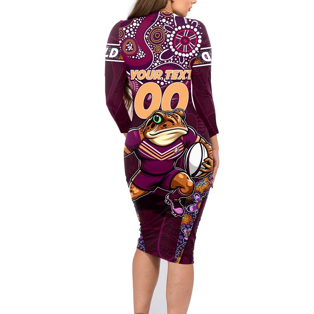 Personalised Queensland Maroons Family Matching Long Sleeve Bodycon Dress and Hawaiian Shirt Mascot Rugby League