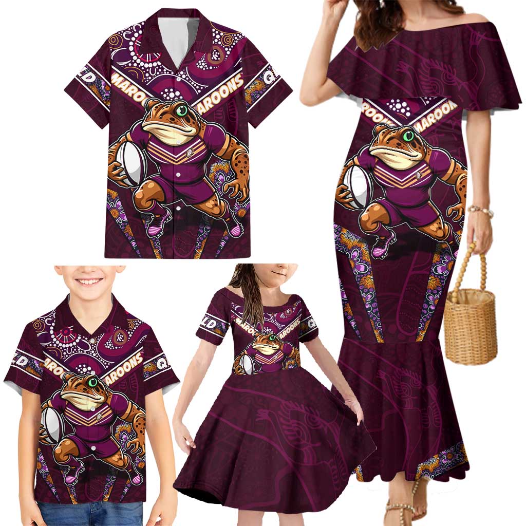 Personalised Queensland Maroons Family Matching Mermaid Dress and Hawaiian Shirt Mascot Rugby League