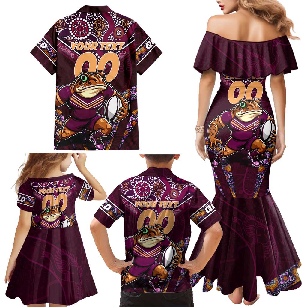 Personalised Queensland Maroons Family Matching Mermaid Dress and Hawaiian Shirt Mascot Rugby League