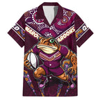 Personalised Queensland Maroons Family Matching Off The Shoulder Long Sleeve Dress and Hawaiian Shirt Mascot Rugby League
