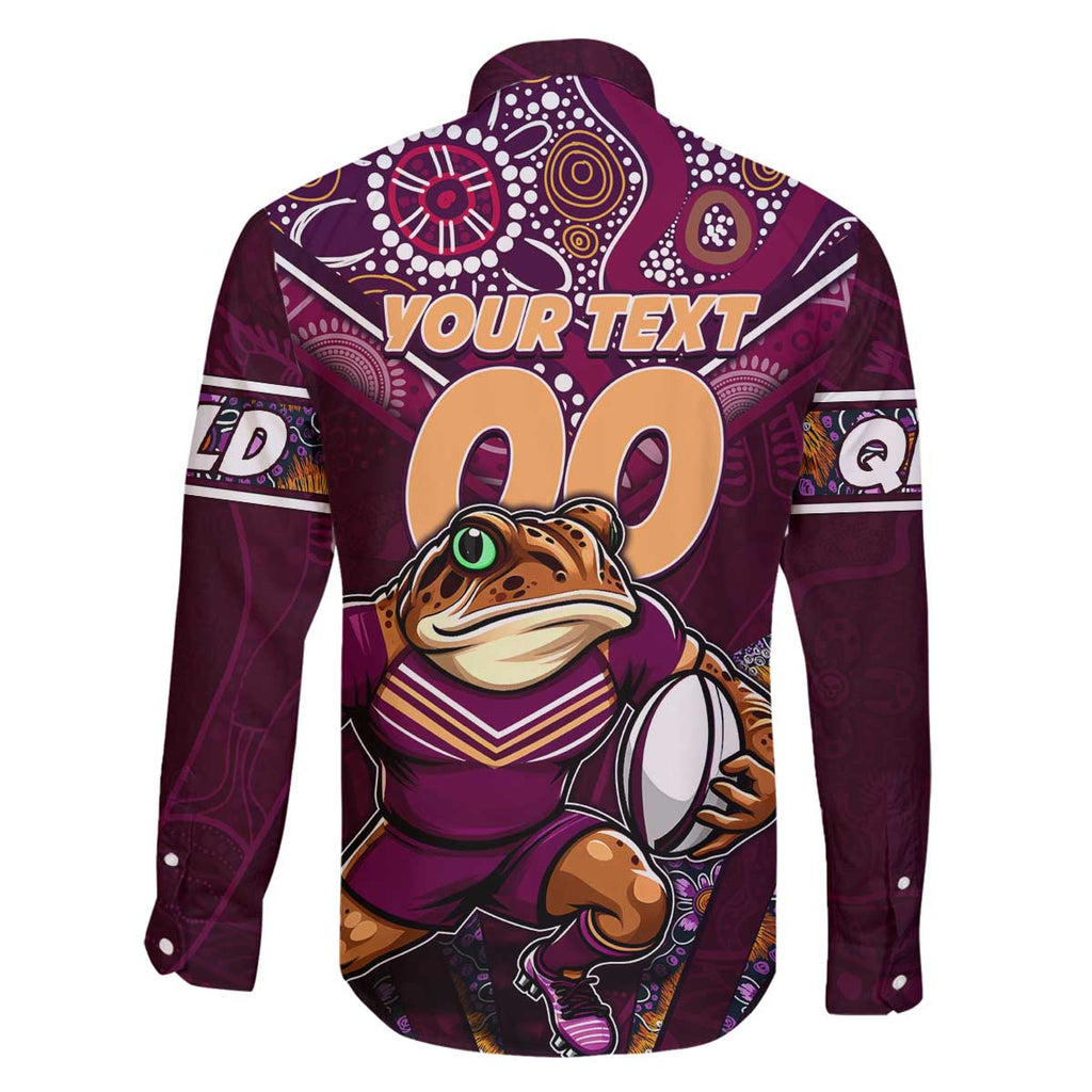 Personalised Queensland Maroons Family Matching Off The Shoulder Long Sleeve Dress and Hawaiian Shirt Mascot Rugby League