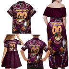 Personalised Queensland Maroons Family Matching Off Shoulder Maxi Dress and Hawaiian Shirt Mascot Rugby League