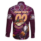 Personalised Queensland Maroons Family Matching Off Shoulder Maxi Dress and Hawaiian Shirt Mascot Rugby League