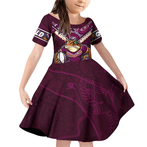 Personalised Queensland Maroons Family Matching Off Shoulder Short Dress and Hawaiian Shirt Mascot Rugby League