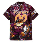 Personalised Queensland Maroons Family Matching Off Shoulder Short Dress and Hawaiian Shirt Mascot Rugby League