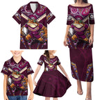 Personalised Queensland Maroons Family Matching Puletasi and Hawaiian Shirt Mascot Rugby League