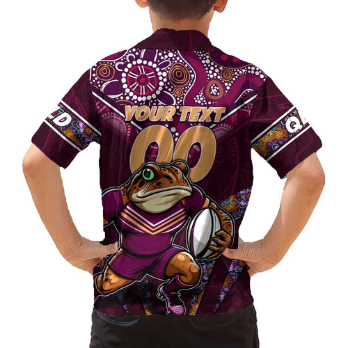 Personalised Queensland Maroons Family Matching Puletasi and Hawaiian Shirt Mascot Rugby League