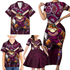 Personalised Queensland Maroons Family Matching Short Sleeve Bodycon Dress and Hawaiian Shirt Mascot Rugby League