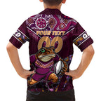 Personalised Queensland Maroons Family Matching Short Sleeve Bodycon Dress and Hawaiian Shirt Mascot Rugby League