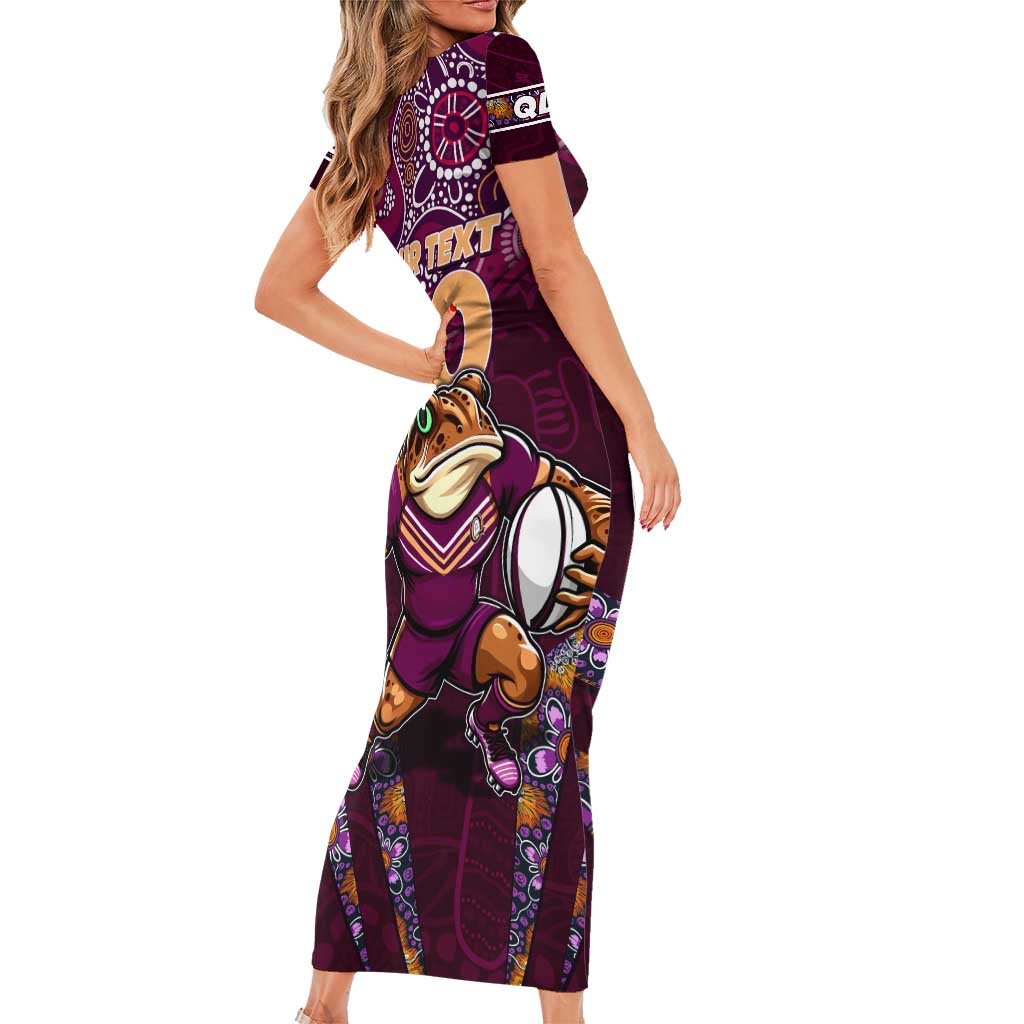 Personalised Queensland Maroons Family Matching Short Sleeve Bodycon Dress and Hawaiian Shirt Mascot Rugby League