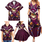 Personalised Queensland Maroons Family Matching Summer Maxi Dress and Hawaiian Shirt Mascot Rugby League