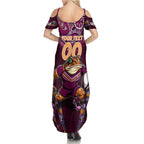 Personalised Queensland Maroons Family Matching Summer Maxi Dress and Hawaiian Shirt Mascot Rugby League