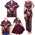 Personalised Queensland Maroons Family Matching Tank Maxi Dress and Hawaiian Shirt Mascot Rugby League