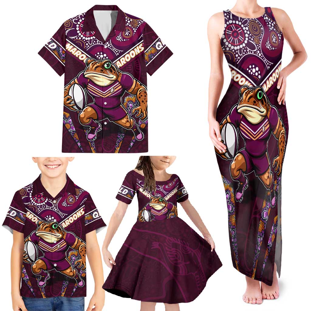 Personalised Queensland Maroons Family Matching Tank Maxi Dress and Hawaiian Shirt Mascot Rugby League