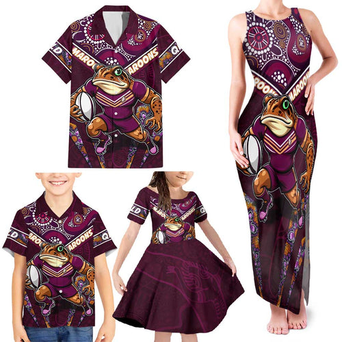 Personalised Queensland Maroons Family Matching Tank Maxi Dress and Hawaiian Shirt Mascot Rugby League