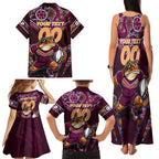 Personalised Queensland Maroons Family Matching Tank Maxi Dress and Hawaiian Shirt Mascot Rugby League