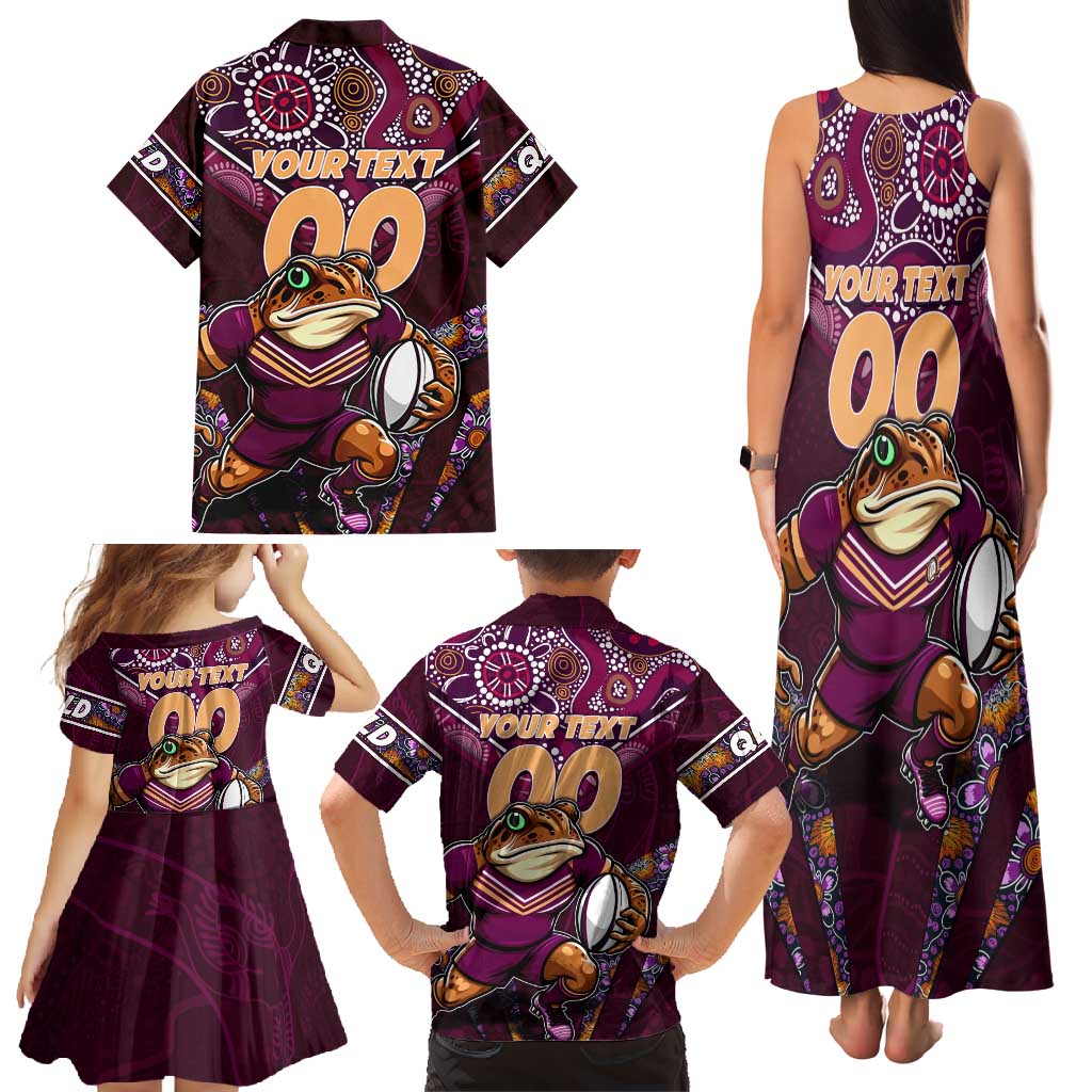 Personalised Queensland Maroons Family Matching Tank Maxi Dress and Hawaiian Shirt Mascot Rugby League