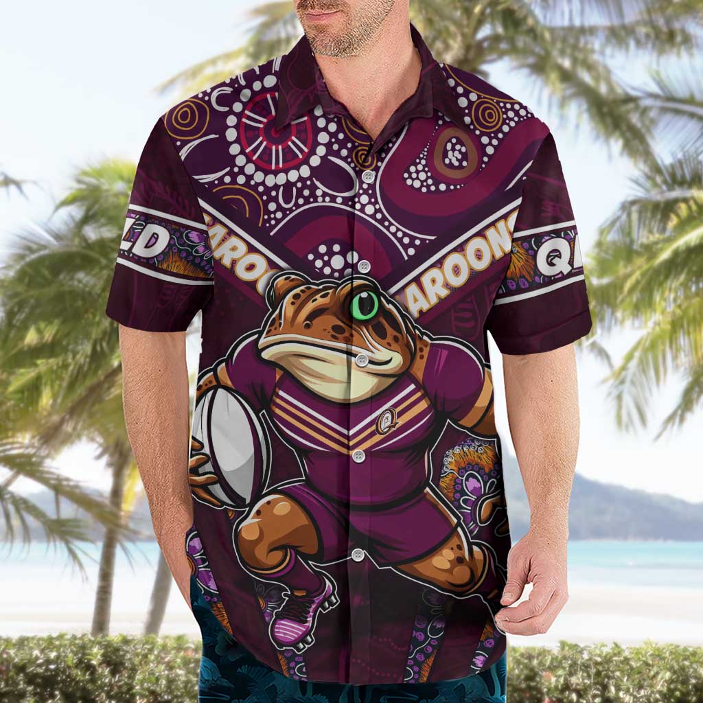 Personalised Queensland Maroons Hawaiian Shirt Mascot Rugby League