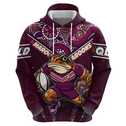 Personalised Queensland Maroons Hoodie Mascot Rugby League
