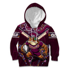 Personalised Queensland Maroons Kid Hoodie Mascot Rugby League