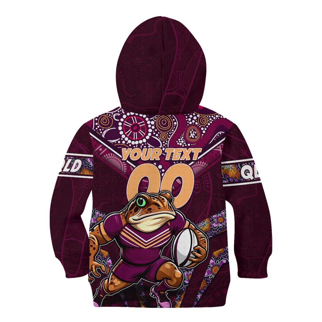 Personalised Queensland Maroons Kid Hoodie Mascot Rugby League
