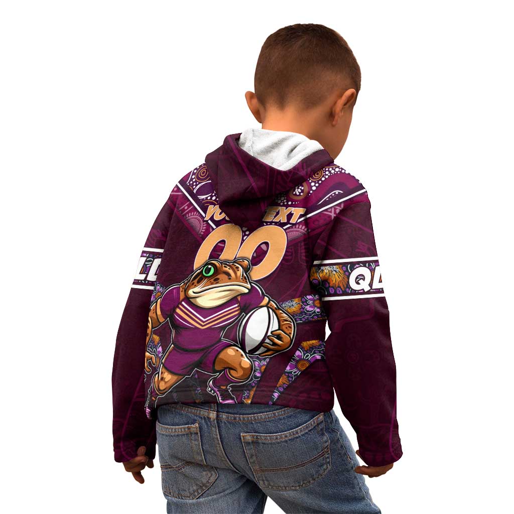 Personalised Queensland Maroons Kid Hoodie Mascot Rugby League