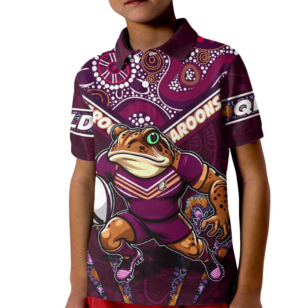 Personalised Queensland Maroons Kid Polo Shirt Mascot Rugby League