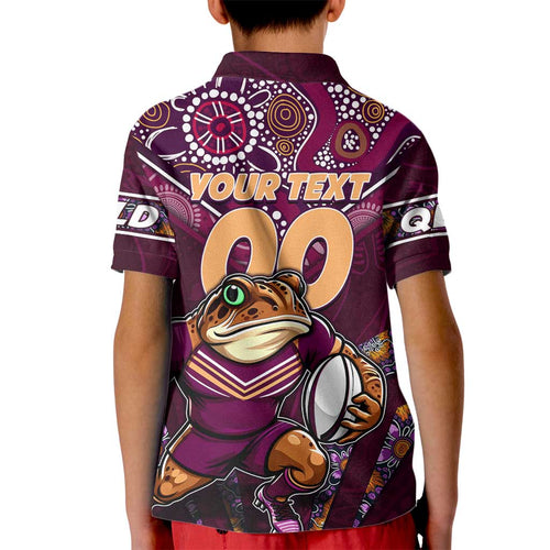 Personalised Queensland Maroons Kid Polo Shirt Mascot Rugby League