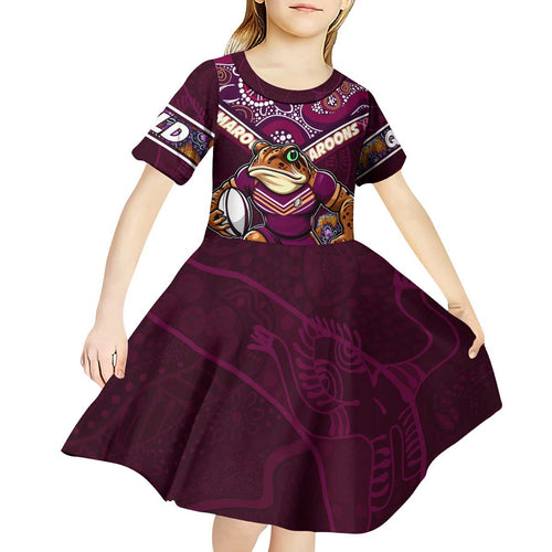 Personalised Queensland Maroons Kid Short Sleeve Dress Mascot Rugby League